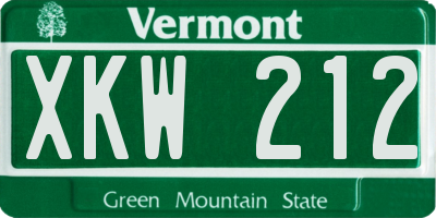 VT license plate XKW212