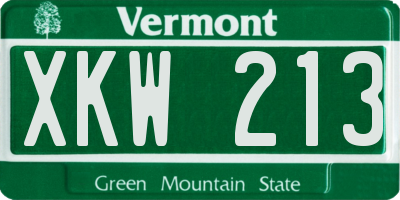 VT license plate XKW213