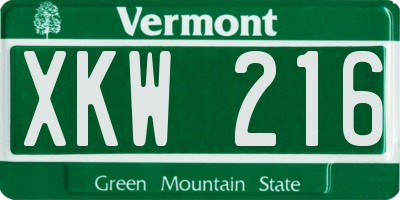 VT license plate XKW216