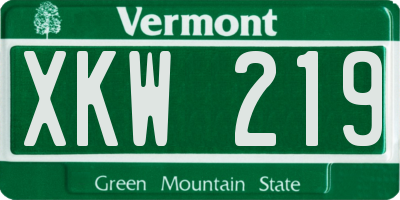 VT license plate XKW219