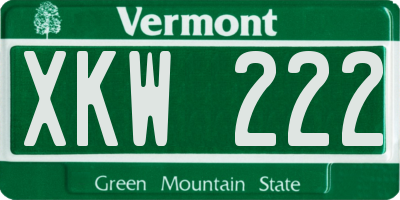 VT license plate XKW222