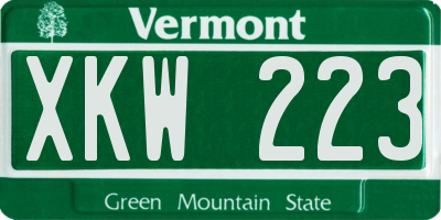 VT license plate XKW223