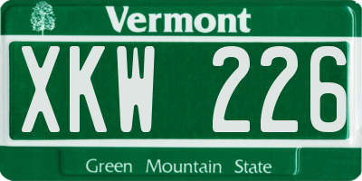 VT license plate XKW226