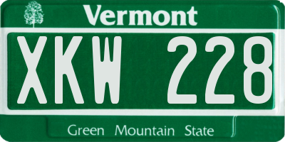 VT license plate XKW228