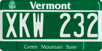 VT license plate XKW232