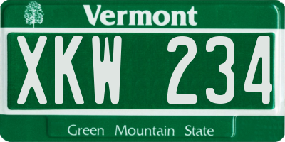 VT license plate XKW234