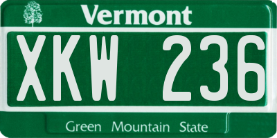 VT license plate XKW236