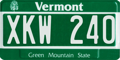 VT license plate XKW240