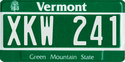 VT license plate XKW241