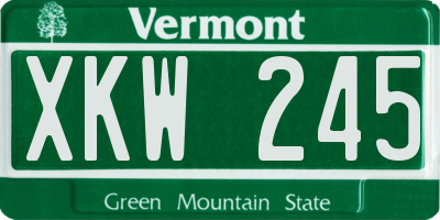 VT license plate XKW245