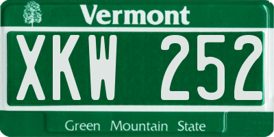 VT license plate XKW252