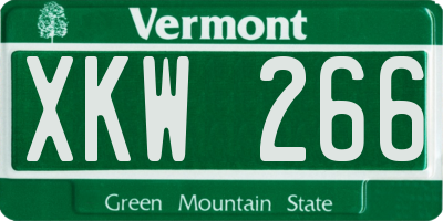VT license plate XKW266