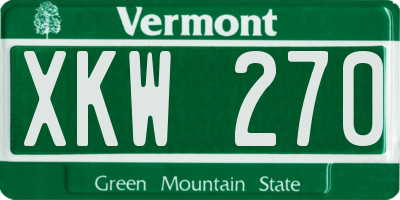 VT license plate XKW270