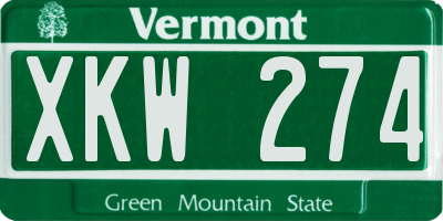 VT license plate XKW274