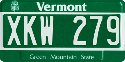 VT license plate XKW279