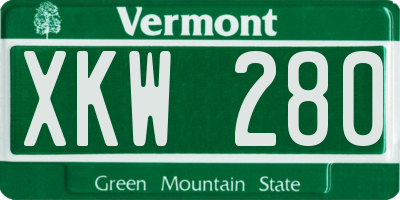 VT license plate XKW280