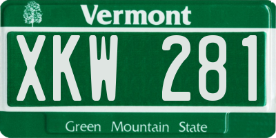 VT license plate XKW281