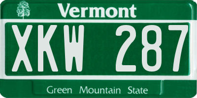 VT license plate XKW287