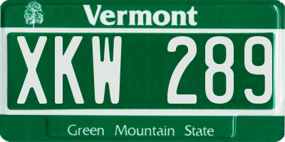 VT license plate XKW289