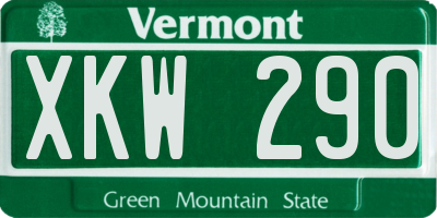 VT license plate XKW290