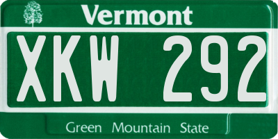 VT license plate XKW292