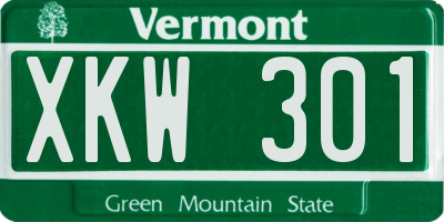 VT license plate XKW301