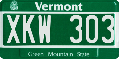 VT license plate XKW303