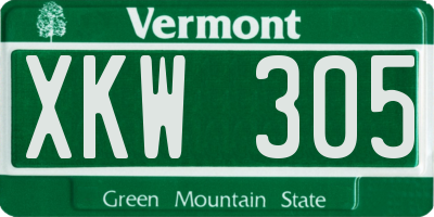VT license plate XKW305