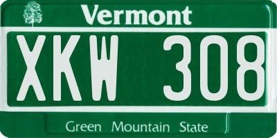 VT license plate XKW308
