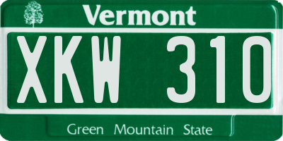 VT license plate XKW310