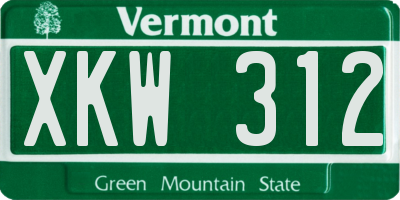 VT license plate XKW312