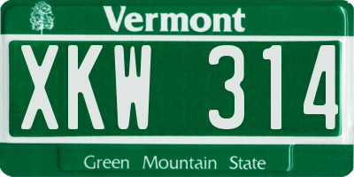VT license plate XKW314