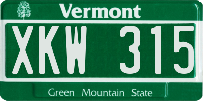 VT license plate XKW315