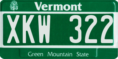VT license plate XKW322