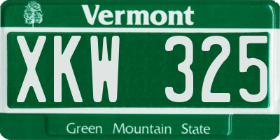 VT license plate XKW325