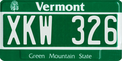 VT license plate XKW326