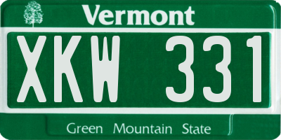 VT license plate XKW331