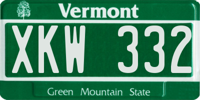 VT license plate XKW332