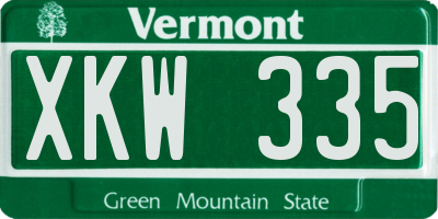 VT license plate XKW335
