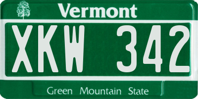 VT license plate XKW342