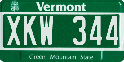 VT license plate XKW344