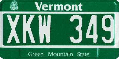 VT license plate XKW349