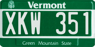 VT license plate XKW351