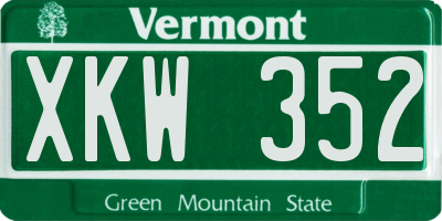 VT license plate XKW352