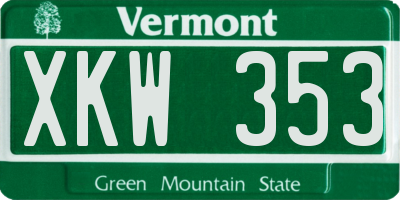 VT license plate XKW353