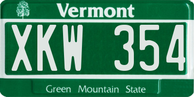 VT license plate XKW354
