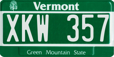 VT license plate XKW357