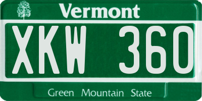 VT license plate XKW360