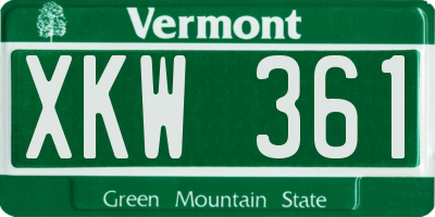 VT license plate XKW361
