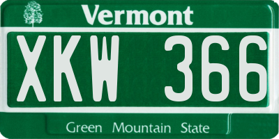 VT license plate XKW366